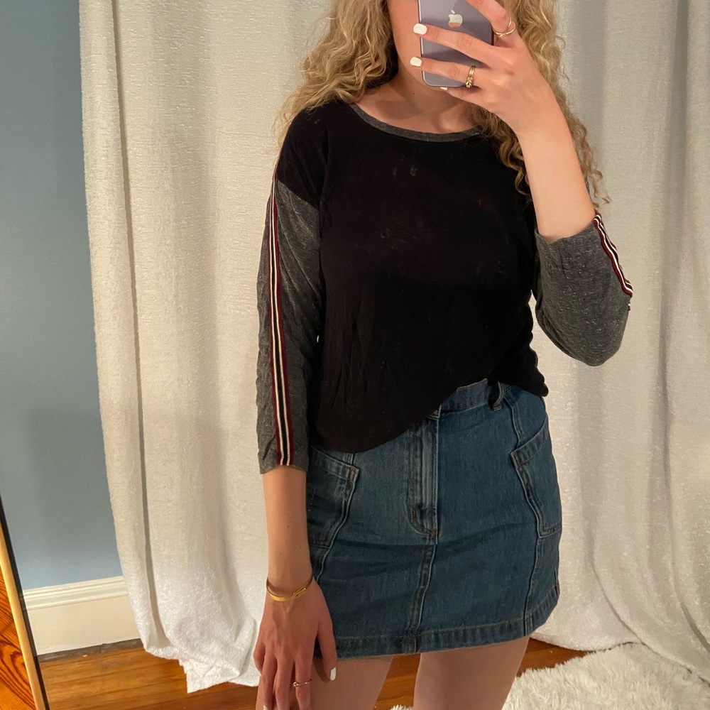 J. Crew 3/4 length sleeve shirt w/burgundy stripes